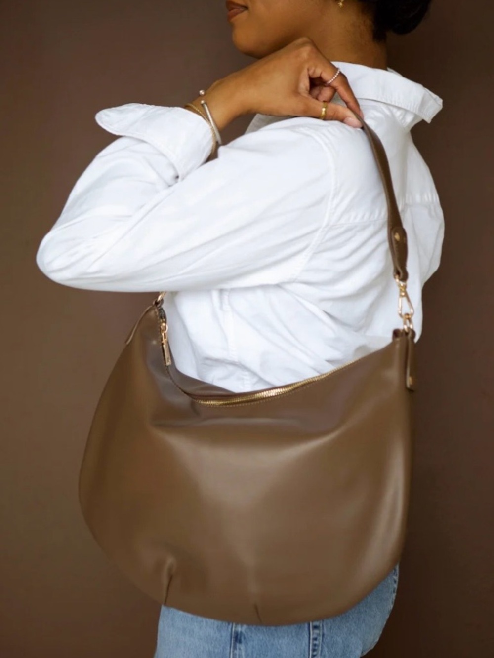 NWOT Modern and Chic Coffee Savannah Bag with Detachable Strap